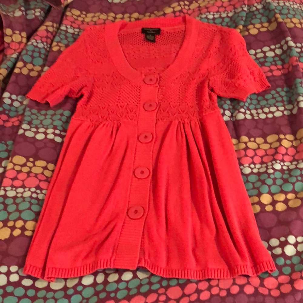 Size small pink short sleeve crochet sweater top